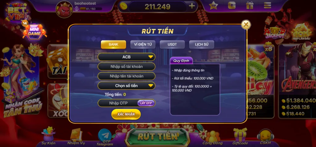 Rút Tiền Momo Betvip